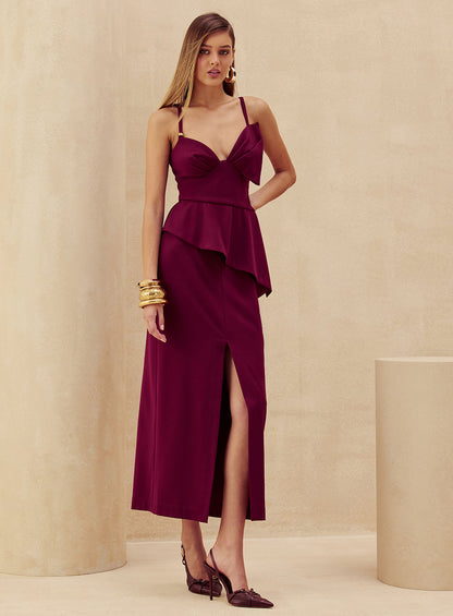 Conjunto Vinho Babado Skazi