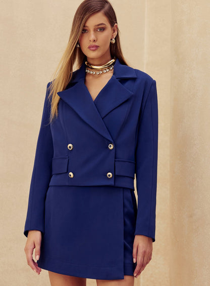 Blazer Costas Vazada Azul Skazi -SALE