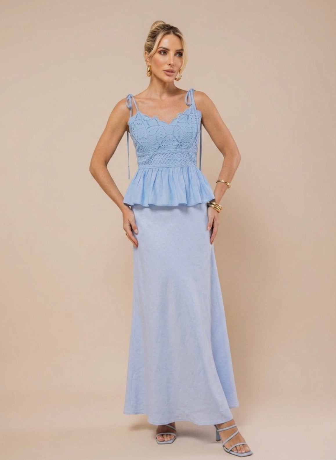 Conjunto Azul Bebê Blusa em Laise Annie Pestana