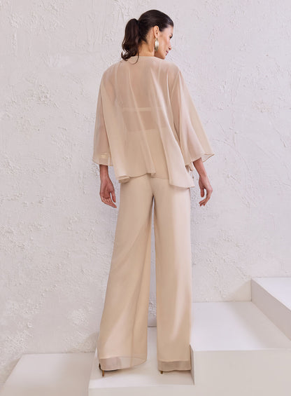 Blusa Nude em Chiffon com Babados Tufi Duek