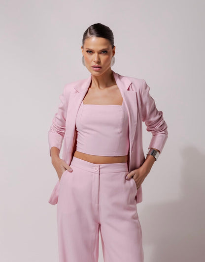 Conjunto Rosa Blazer e Calça Annie Pestana