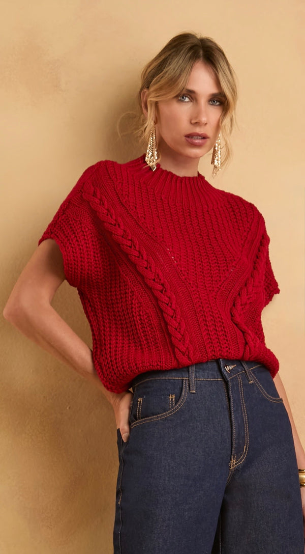Colete Vermelho ou Off White em Tricot Manie