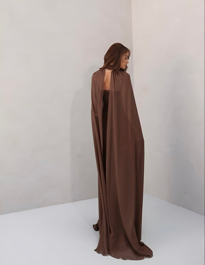 Vestido Verde ou Marrom Tule Capa Amicci