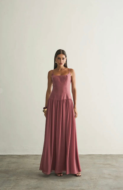 Vestido Rosa Cós Baixo Milena Regina Salomão