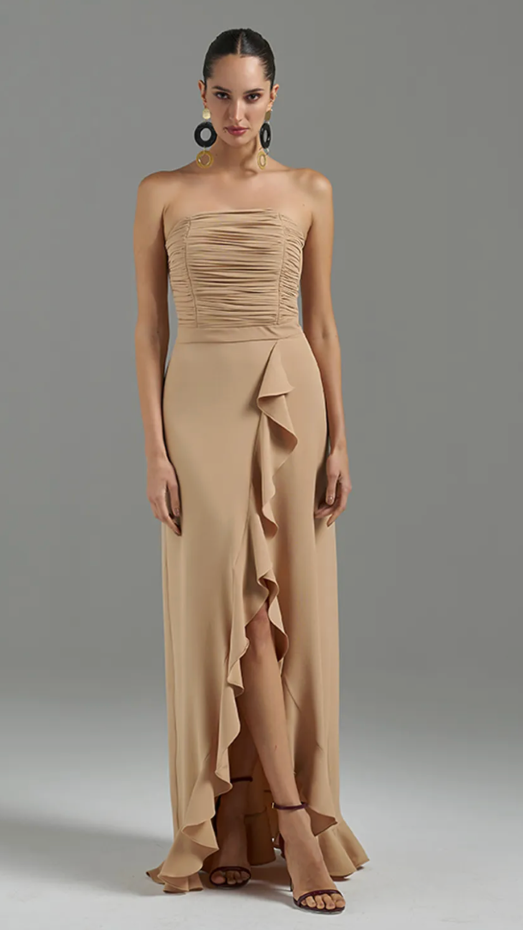 Vestido Nude Babados Fleche D'or