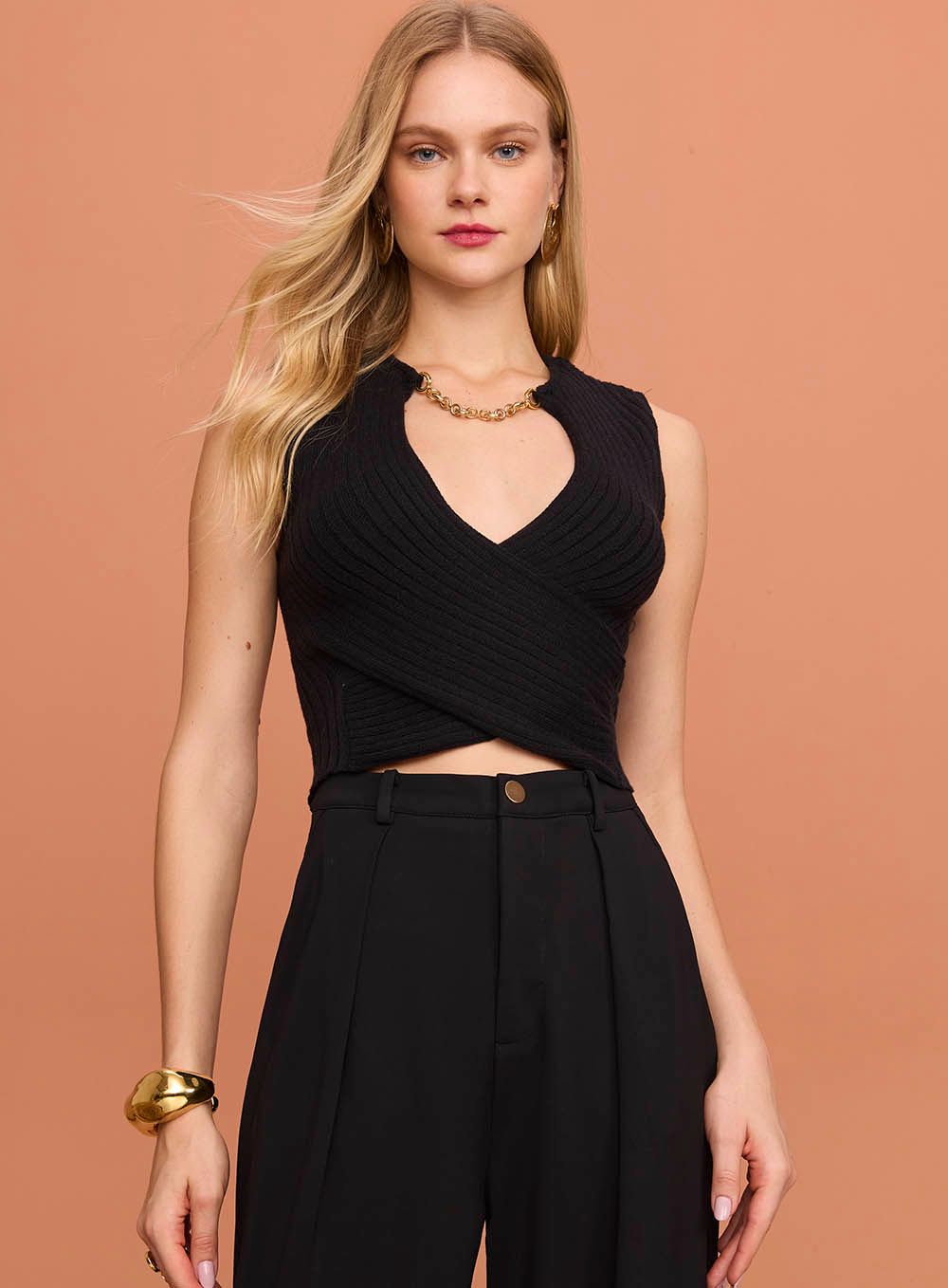 Top Preto ou Azul Tricot Skazi