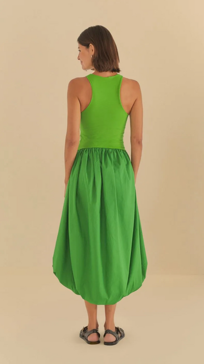 Vestido Verde com Bordado de Tucano e Saia Balonê – Farm Rio