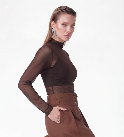 Blusa Preta ou Marrom em Tule com Top Fleche D’Or