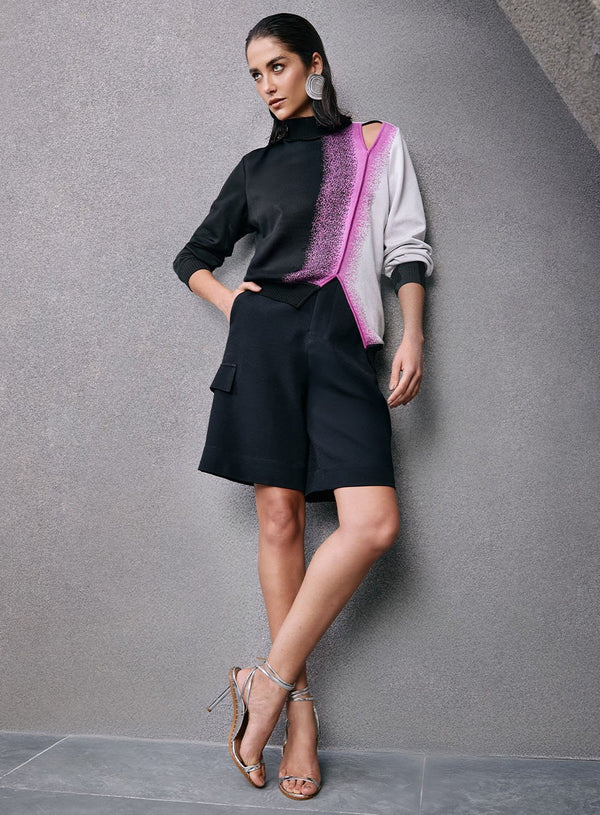 Blusa Tricot Pixel Barra Assimetrica Estampado Tufi Duek -SALE