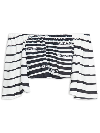 Conjunto Branco e Preto Estampa Listras Dress To