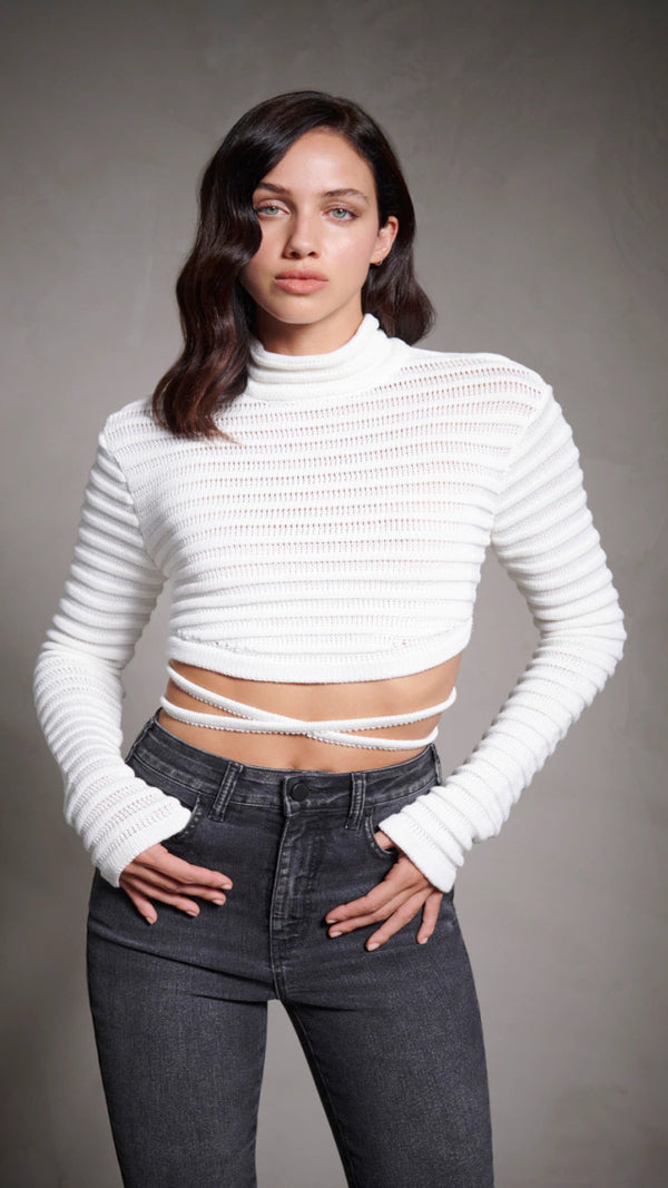 Blusa Preta/Branca Tricot Tufi Duek