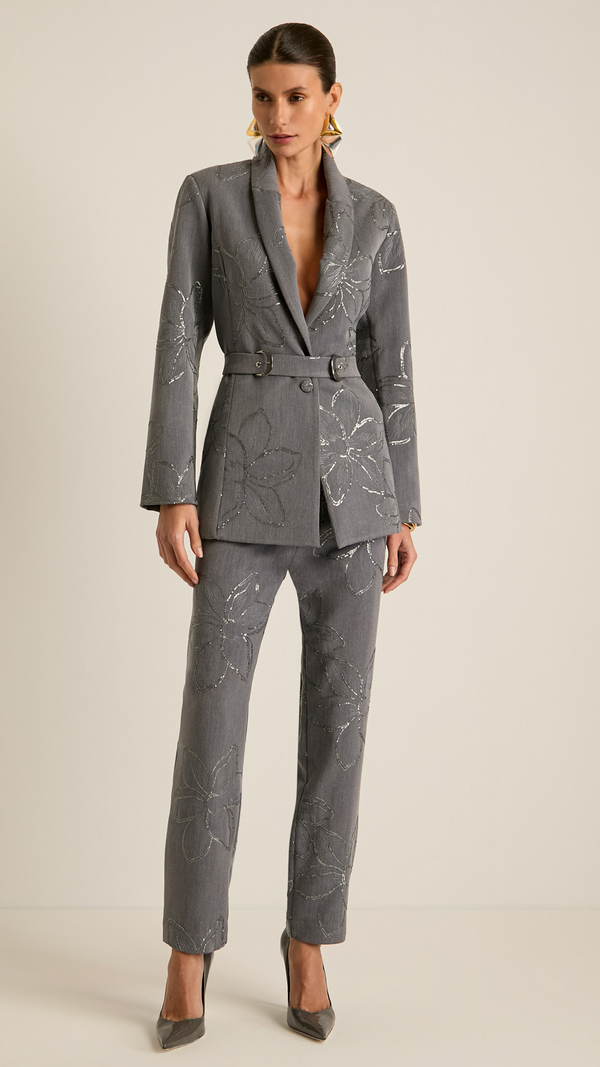 Conjunto Cinza Bordado de Micro Paetês – Isa Paes