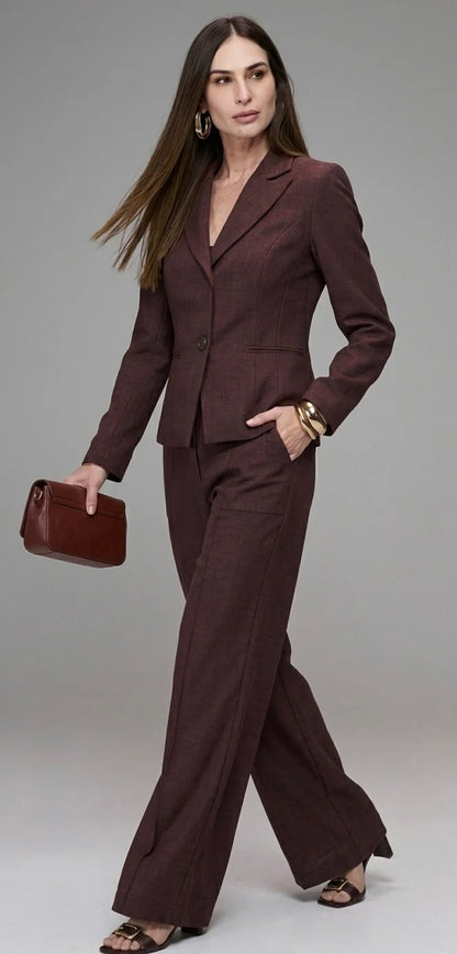 Blazer Marrom em Alfaiataria Linho Manie