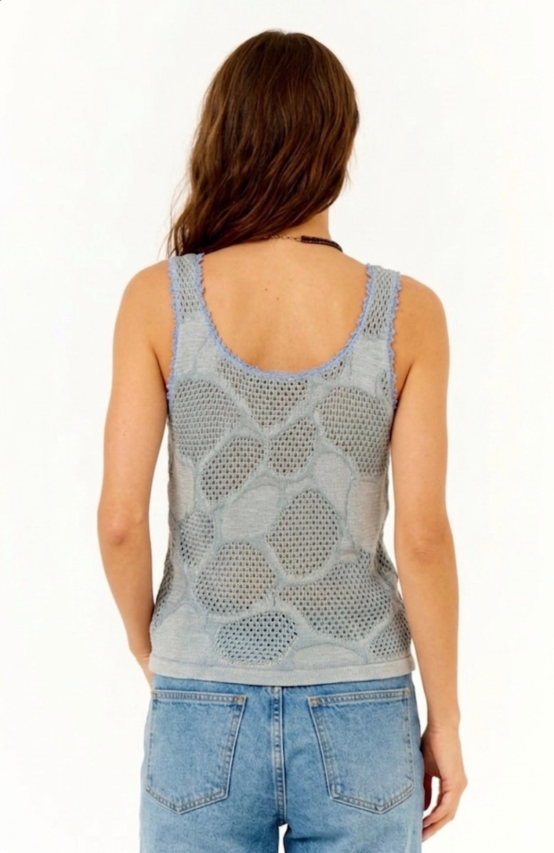 Regata Azul em Crochet Carmim
