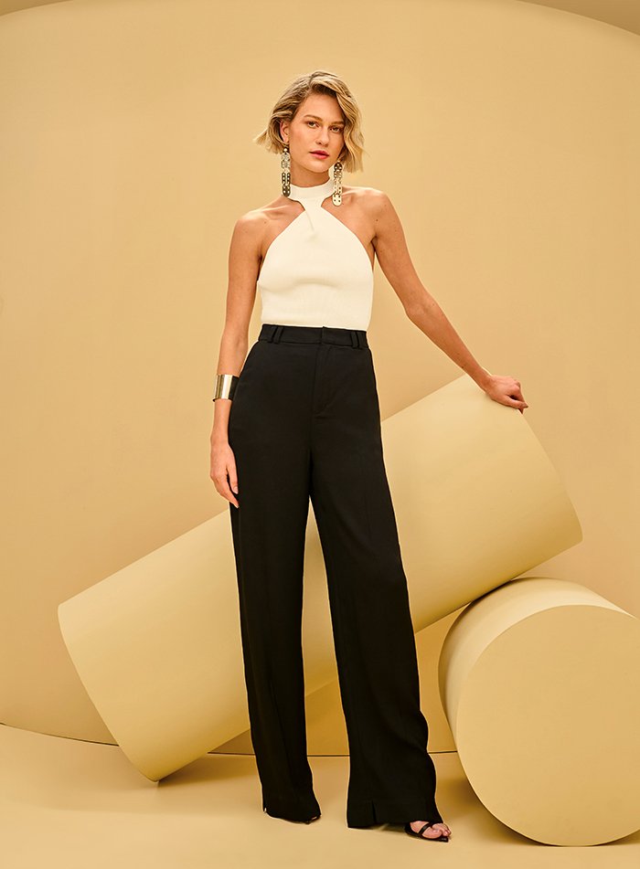 Calça Alfaiataria Bolso Diferenciado Bege Tufi Duek -SALE