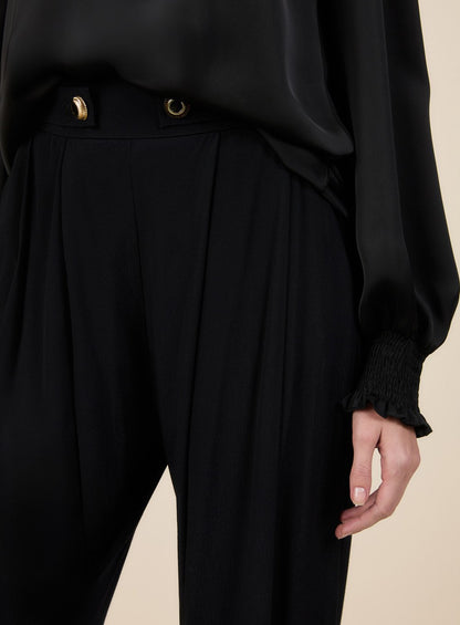 Calça Alfaiataria Crepe Preto Skazi -SALE