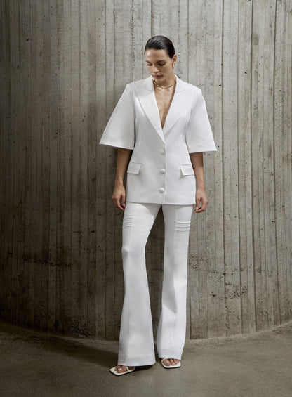 Calça Alfaiataria Recortes Branco Tufi Duek -SALE