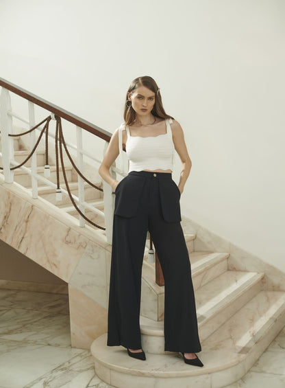 Calça Alfaiataria Twill Preto Skazi -SALE