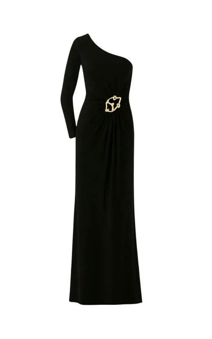 Vestido Preto Ombro Só Fivela Dourada Isa Paes