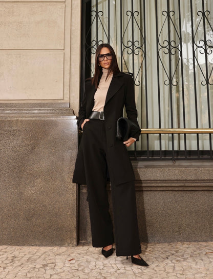 Conjunto Preto ou Nude Trench Coat Regina Salomão