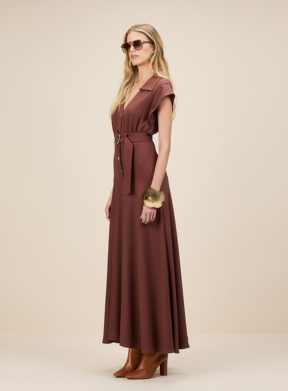 Vestido Marrom Linho Skazi