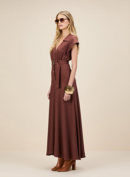 Vestido Marrom Linho Skazi