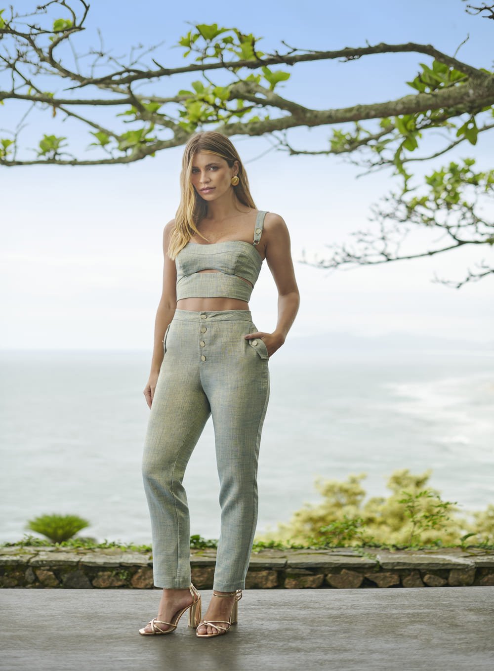 Calça Botões Azul Skazi -SALE