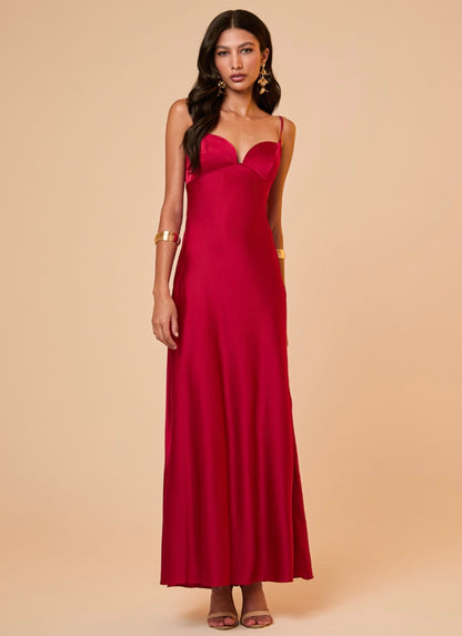 Vestido Vermelho Cetim Manie