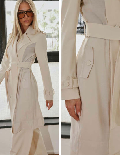 Conjunto Preto ou Nude Trench Coat Denise Regina Salomão