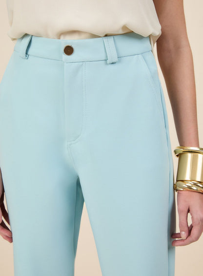 Calça Cenoura de Crepe Azul Skazi -SALE