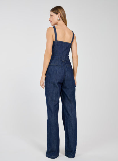 Macacão Jeans Zíper Frontal Tufi Duek