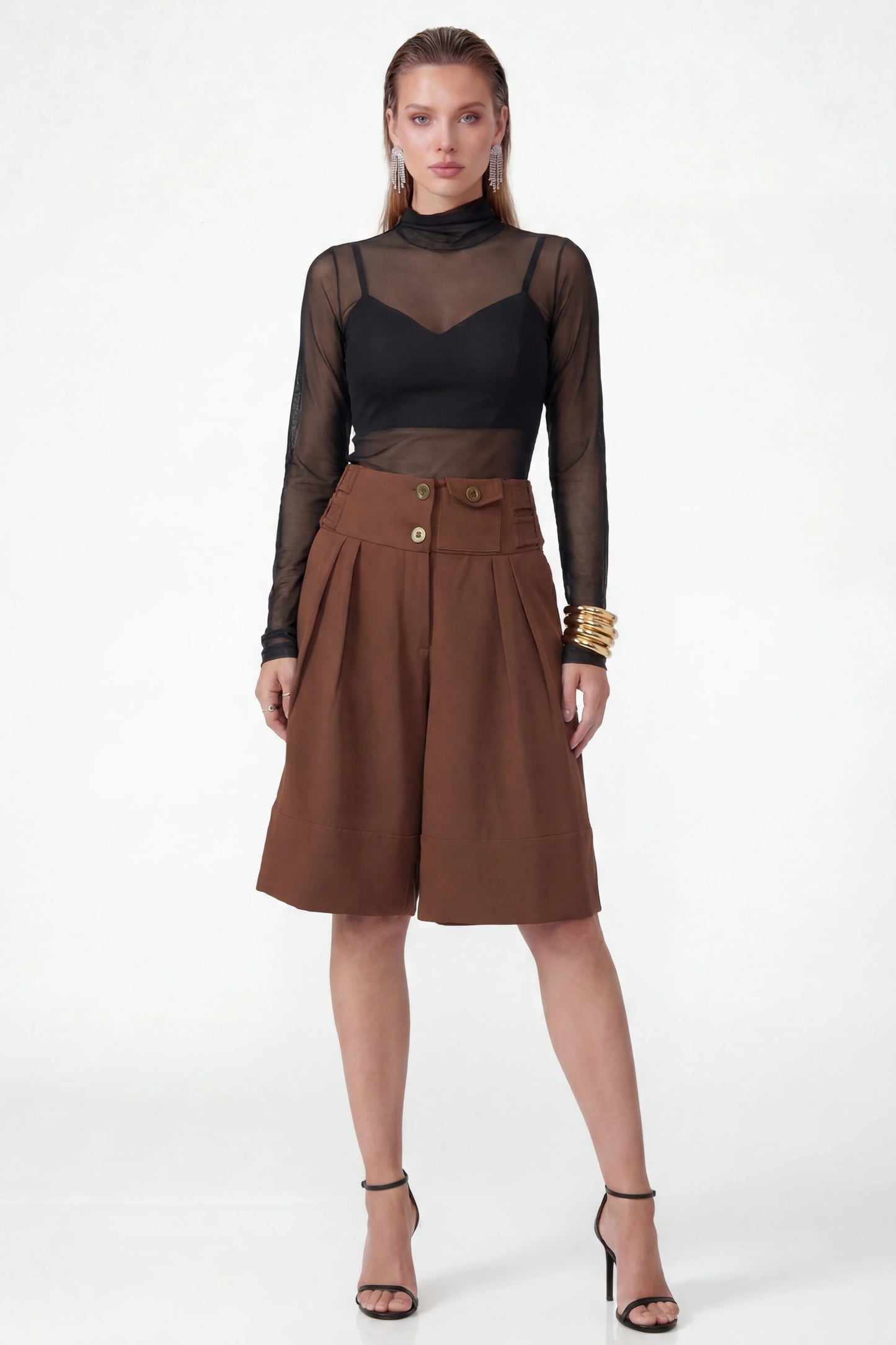 Blusa Preta ou Marrom em Tule com Top Fleche D’Or