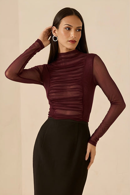 Blusa em Tule com Drapeado - Fleche D'or