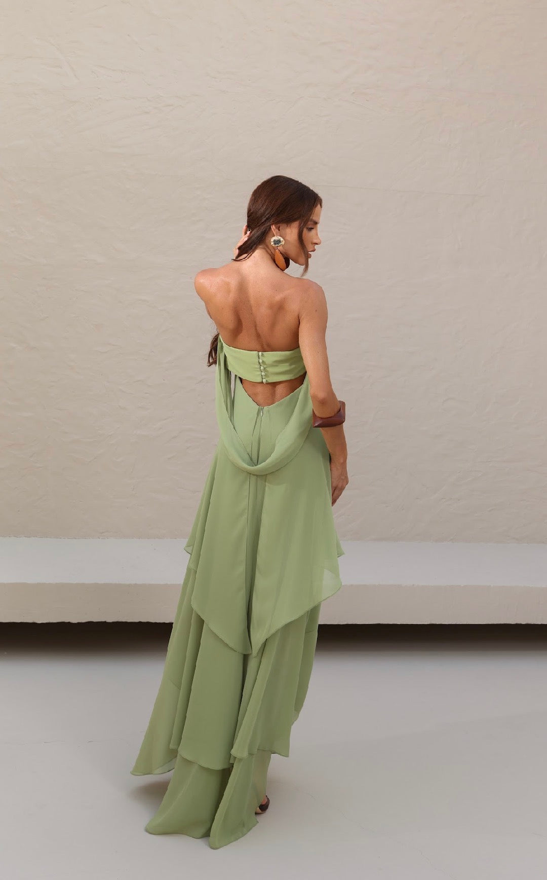 Vestido Verde ou Laranja Túnica Fluída Amicci