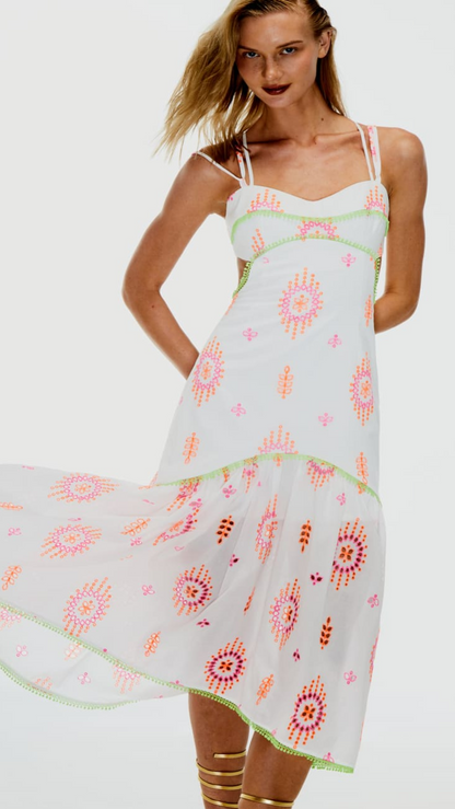 Vestido Branco Bordado Neon Skazi