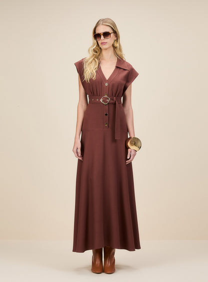 Vestido Marrom Linho Skazi