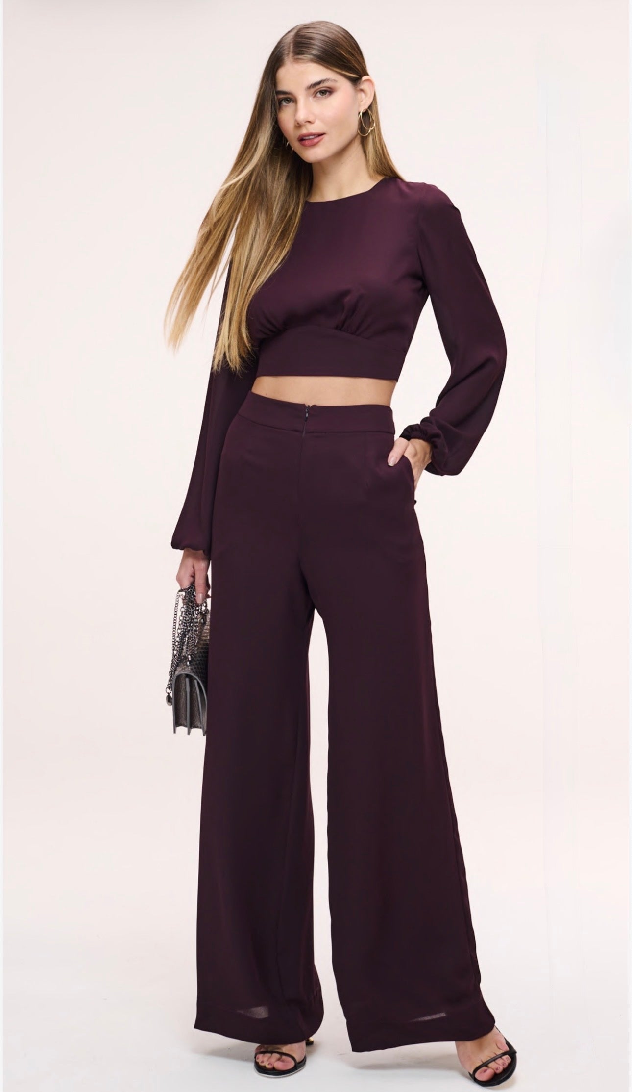 Conjunto Roxo Calça e Blusa Amarração Manie