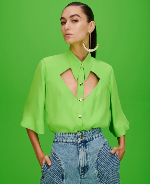Camisa Verde Recortes Tufi Duek