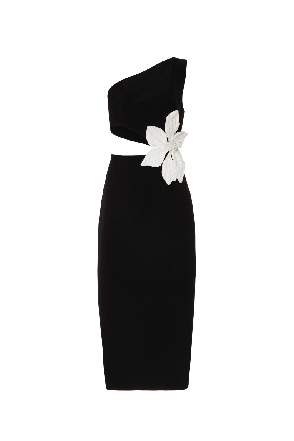 Vestido Preto Flor Bordada Ombro Só PatBo