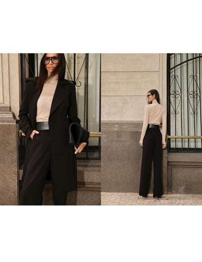 Conjunto Preto ou Nude Trench Coat Regina Salomão
