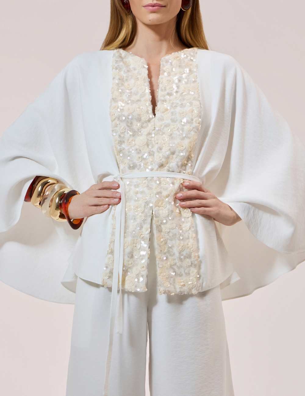 Conjunto Branco Brilho Bermuda Strass