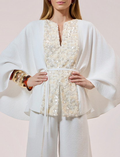 Conjunto Branco Brilho Bermuda Strass