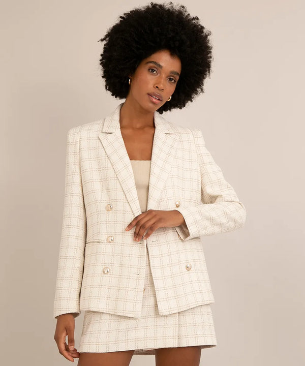 Blazer Off White Tweed Fios Dourados Clock House