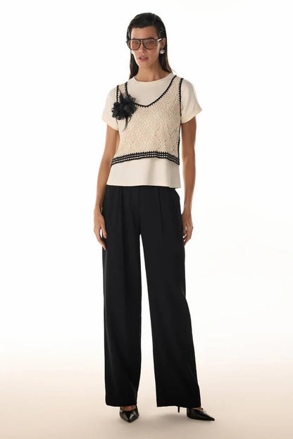 Blusa Off White Sobreposição Bordado Fleche D’Or