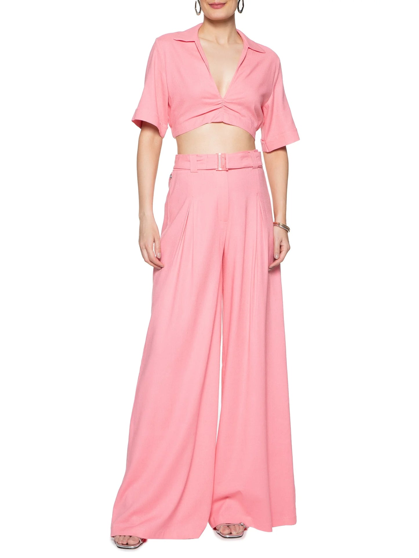 Conjunto Rosa Calça e Cropped Animale