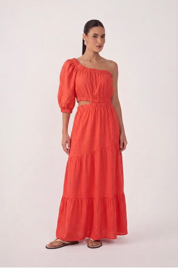 Vestido Laranja ou Off White Ombro Só Dress To