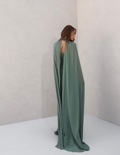 Vestido Verde ou Marrom Tule Capa Amicci