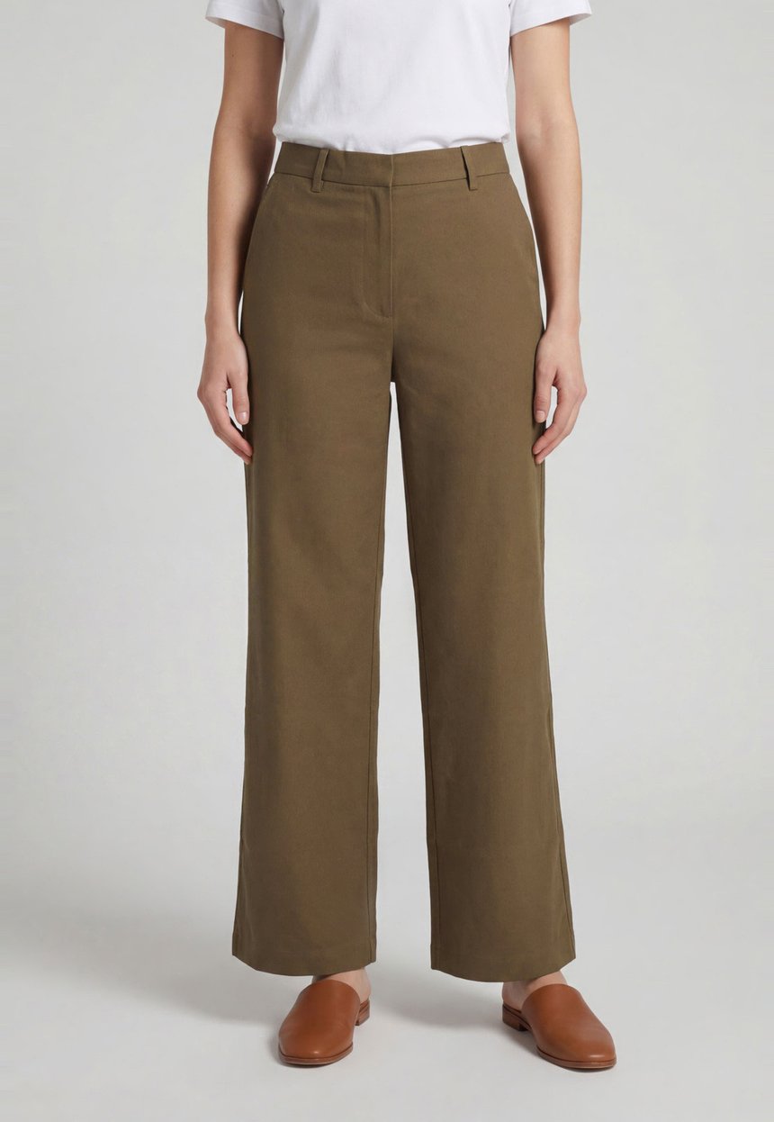 Calça Verde Pantalona em Linho Hering