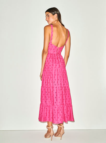 Vestido Rosa Bordado com Miçangas Skazi