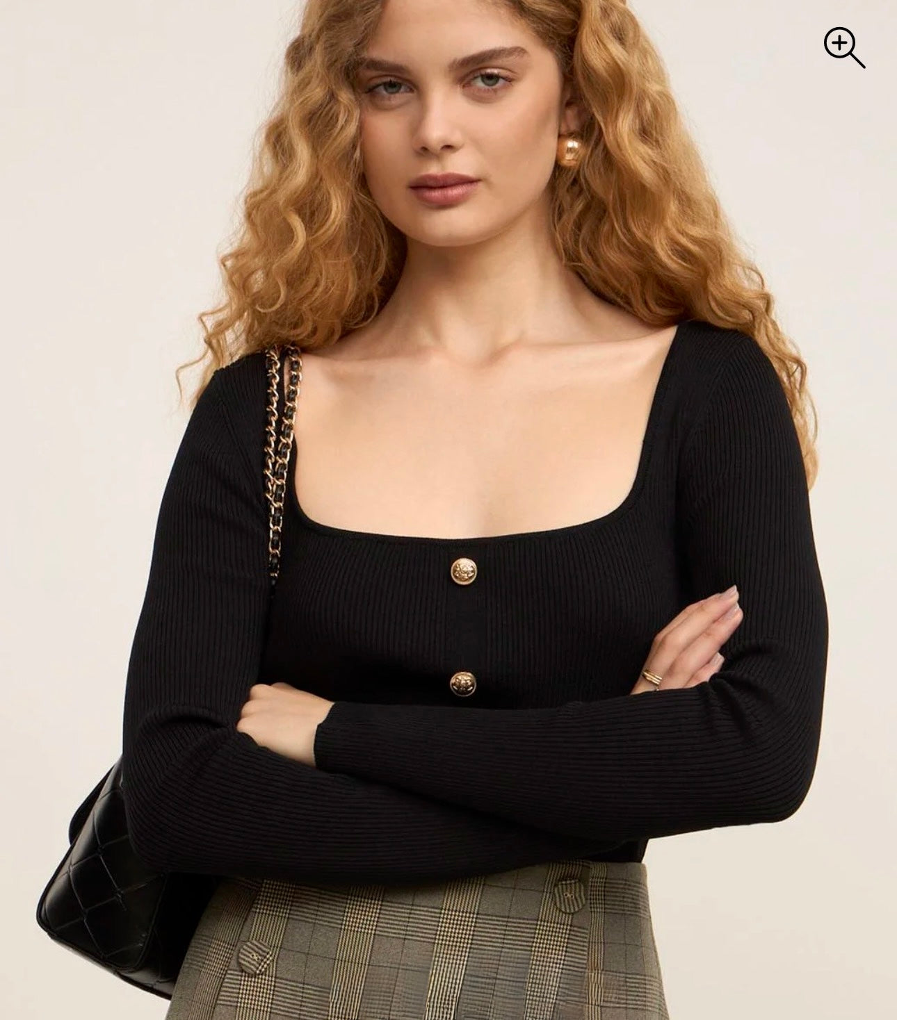 Blusa Preta Canelada Malha Tricot Acollection